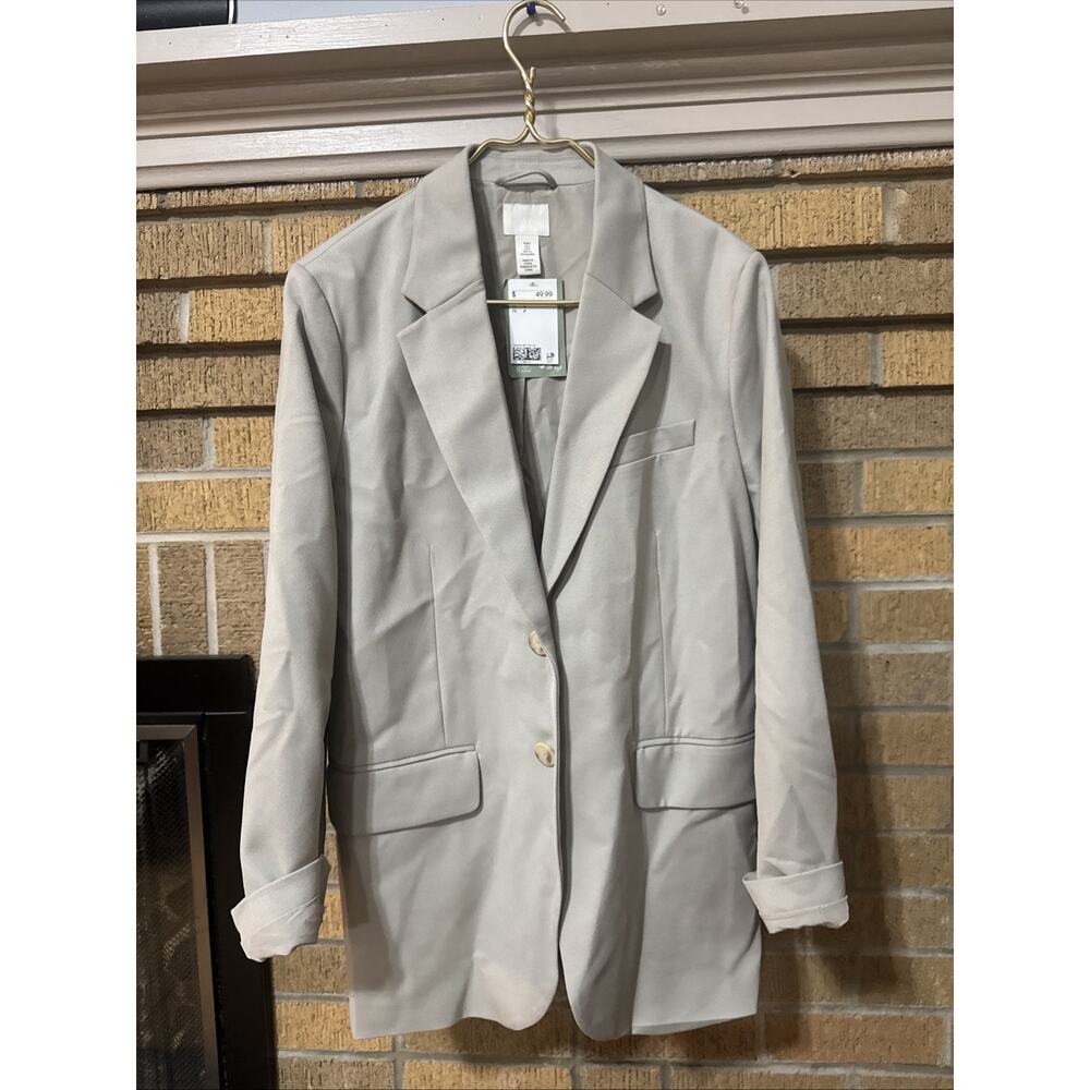 Womens Sage 2 Button Blazer Sz S Oversized Slouchy Minimalist Capsule Wardrobe